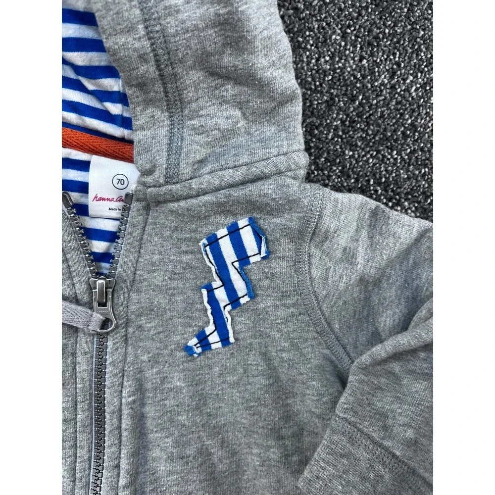 Hanna Andersson Gray French Terry‎ Hoodie Sweatshirt  Size 70 US 6-12 months